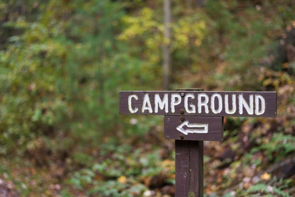 View of a campground sign booked using campnab