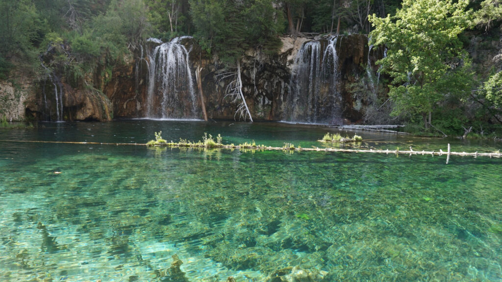 View of hanging lake in Colorado, one of the clearest lakes in the us