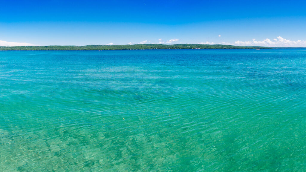 View of Torch lake, one of the clearest lakes in the US