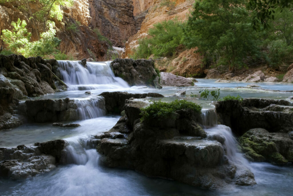 Blue water of Havasua Creek in Grand Canyon National Park