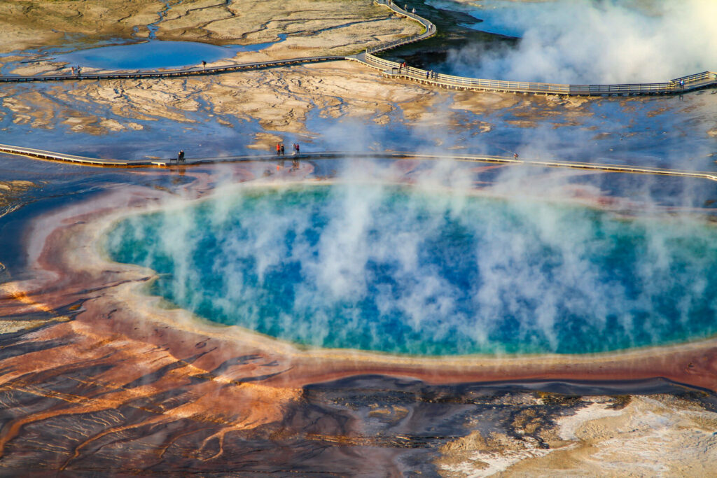 Grand Prismatic Spring viewed from the lookout point in Yellowstone National Park