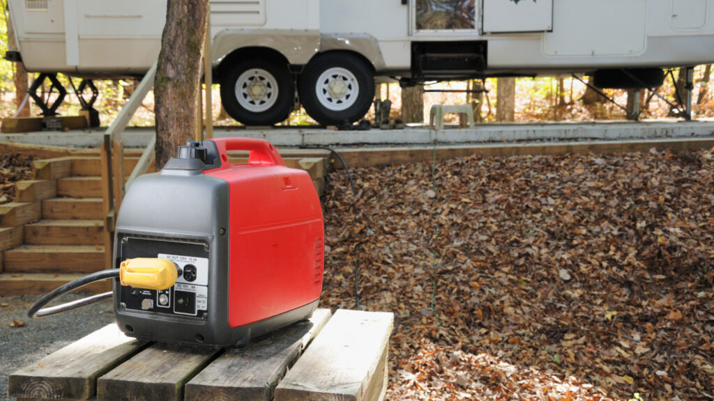 An RV generator outside that was purchased from Costco