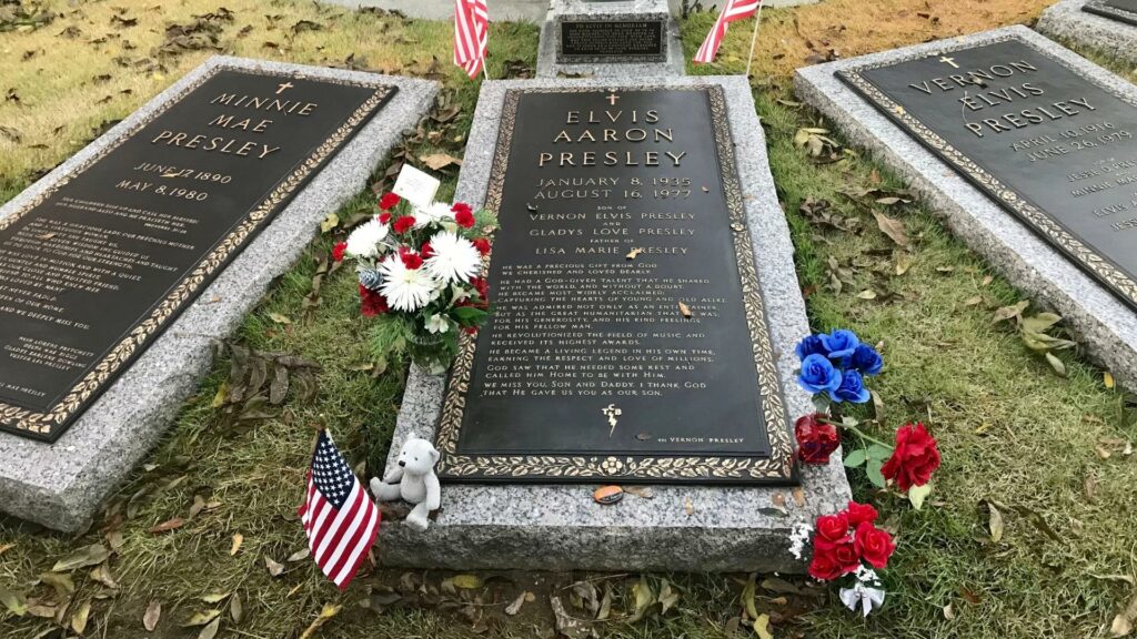 Elvis Presley's headstone on his property called Graceland