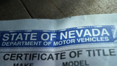 Close up of a Nevada title after a vehicle owning figured out how to get a title for a trailer without a title