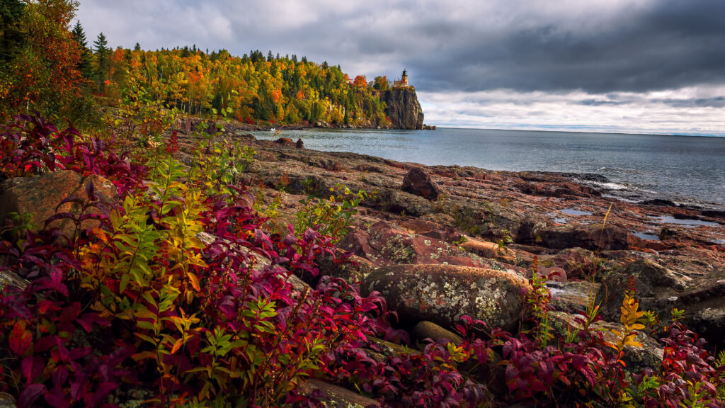 View of Lake Superior in the fall near fort wilkins state park camping in michigan