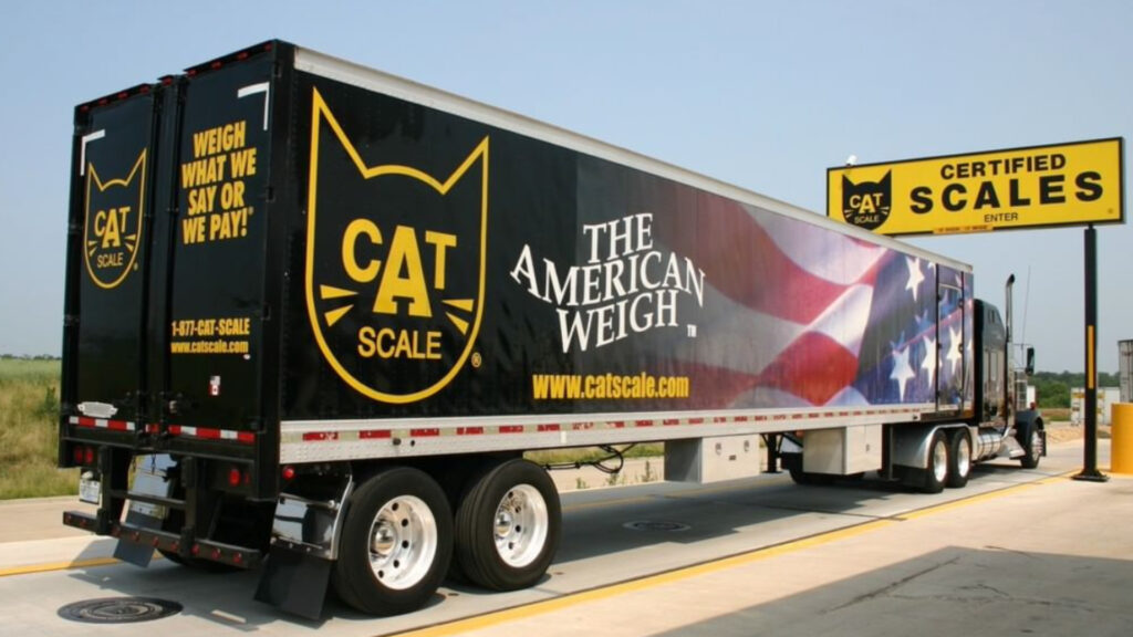 Image of a semi on a CAT scale, an option to weigh your airstream to check the weight