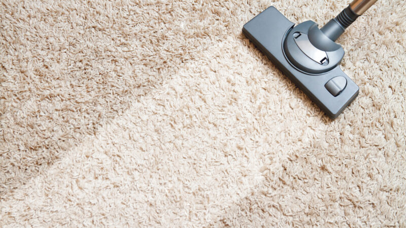 An rv vacuum being used on the carpet