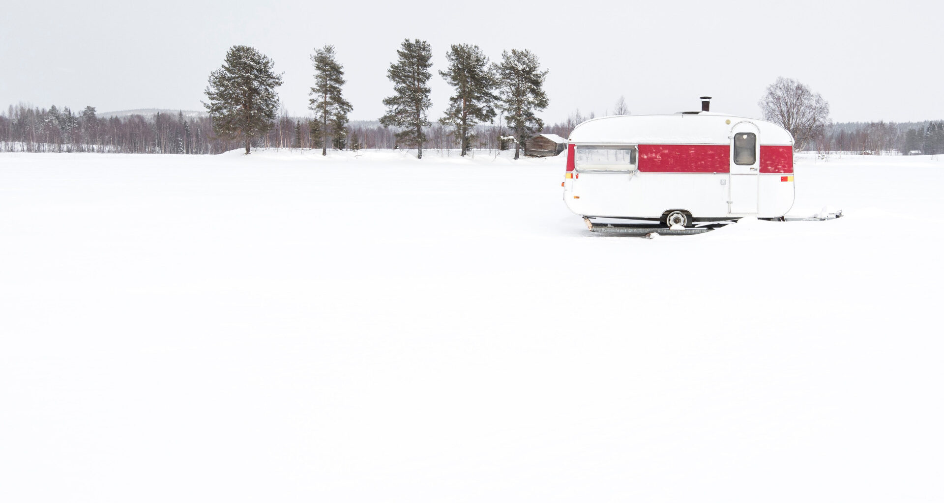 One of the best cold weather RVs parked in the snow