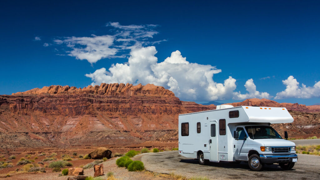 View of an RV at an new mexico rv park