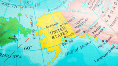 Alaska on a map which you may be able to see from russia with how far the distance is