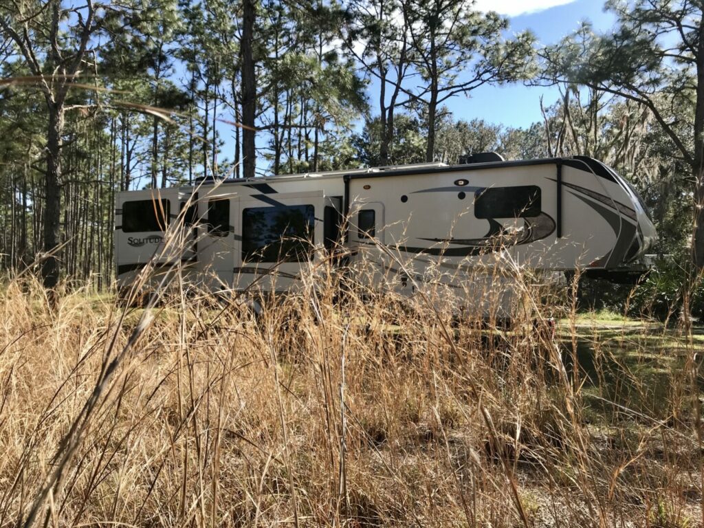 Our fifth wheel boondocking in Florid, one great stop while RVing America