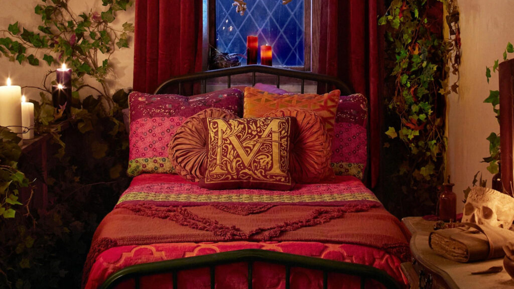 The bedroom inside the hocus pocus house