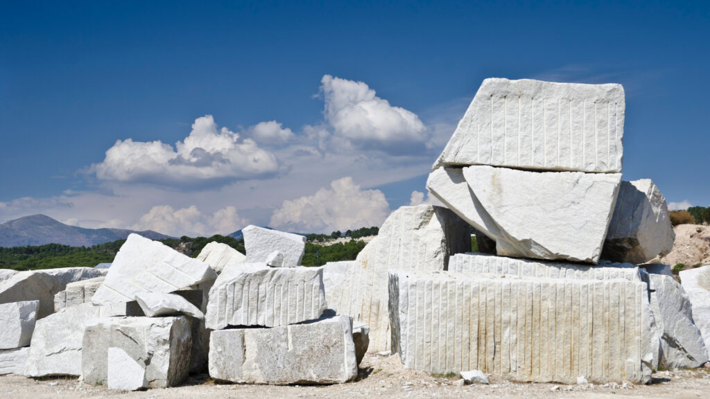 Granite blocks from Rock of Age Granite Quarry