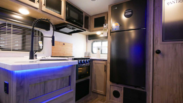 10 Best Rear Kitchen Travel Trailers In 2023 Getaway Couple   Rear Kitchen 4 768x432 