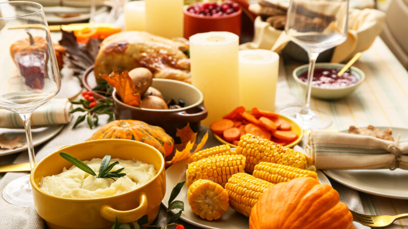 Close up of a thanksgiving meal in an RV