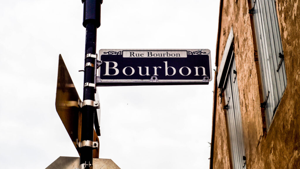 Close up of the bourbon street sign in new orleans louisiana