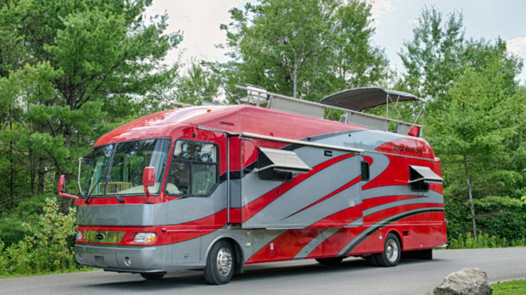 An Airstream Skydeck double decker RV parked outside
