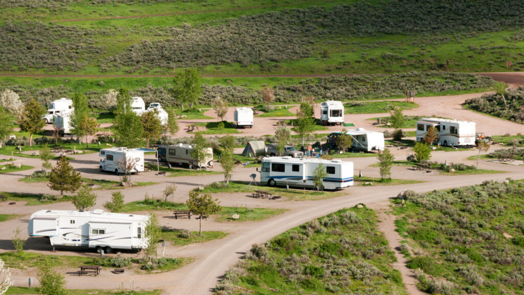 Vista de um acampamento reservado pela Arvie