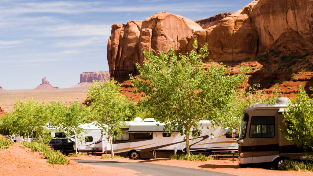 Multiple RVs at a thousand trails park in Arizona used to save on the cost of nightly fees