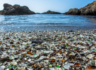 Close up view of glass beach california