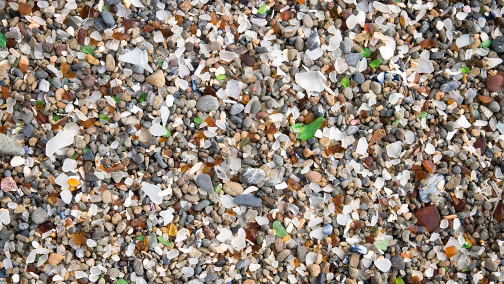 Close up view of glass beach california
