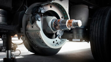 Close up of a trailer brake after the owner learned how to adjust their trailer brakes