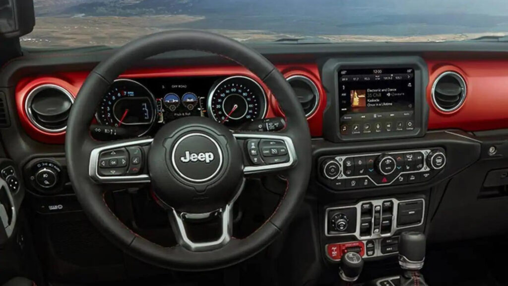 Inside the jeep gladiator before testing the towing capacity