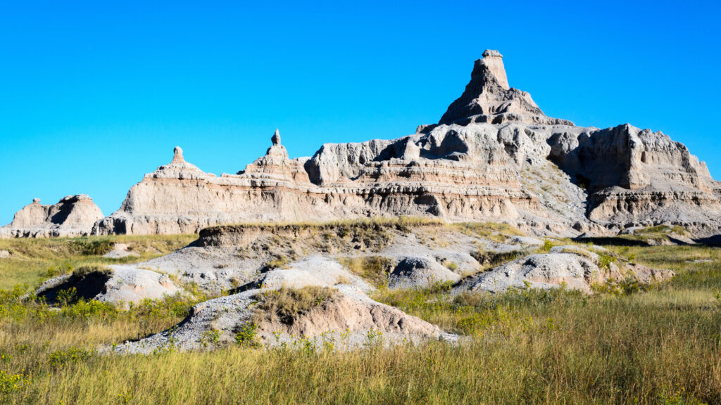 View of Badlands National Park, one of the national parks in the midwest