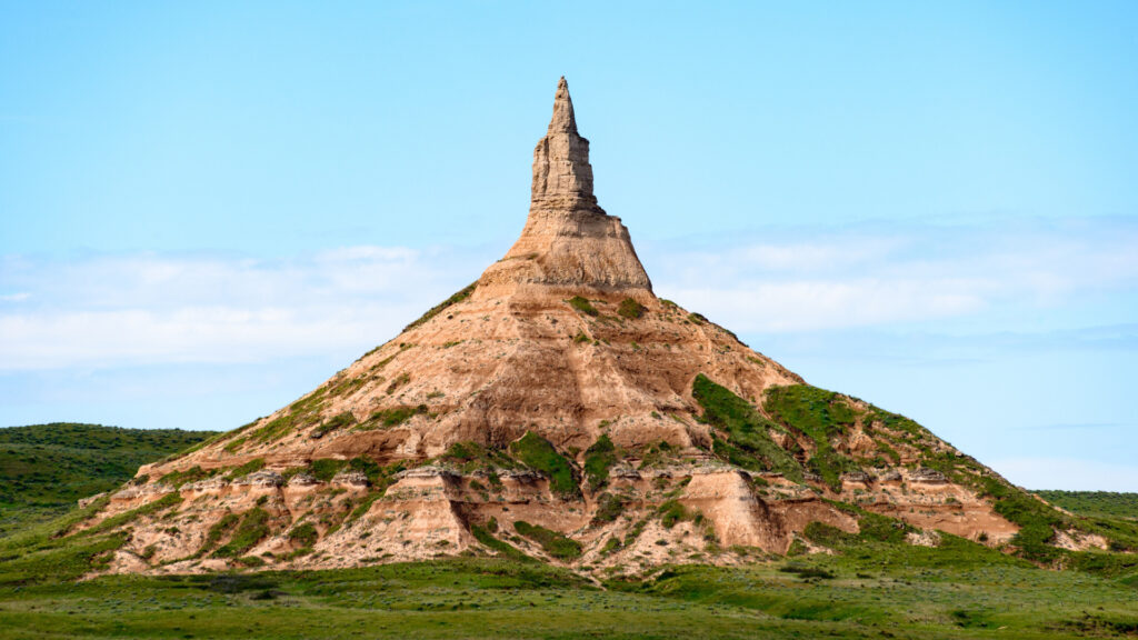 View of Chimney Rock National Historic Site, one of the national parks in the midwest
