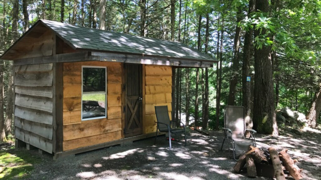 A cabin at Cranberry Run Campground, one of the Pocono camping areas