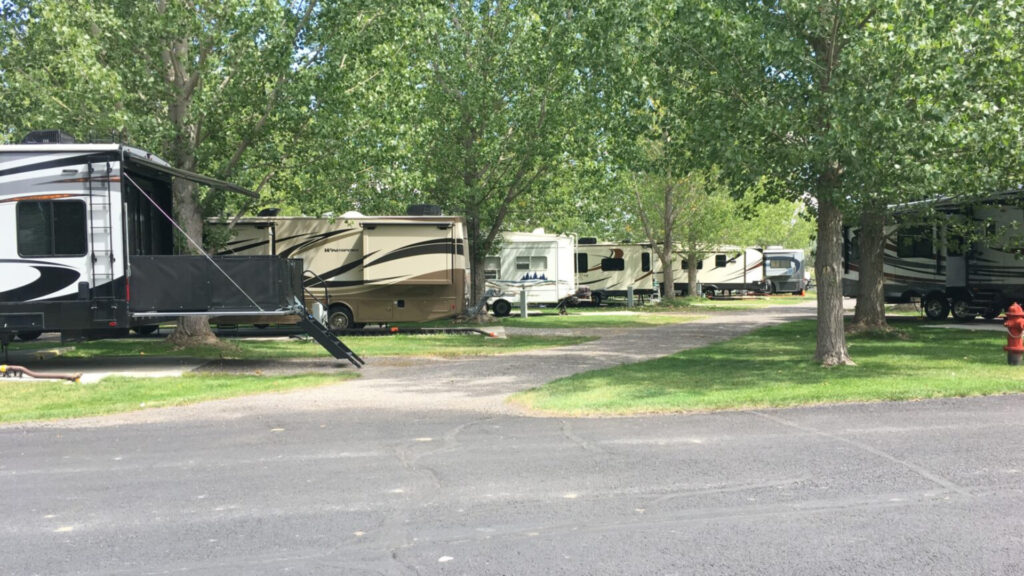View of Uncompahre River RV Park, one of the many RV retirement communities.