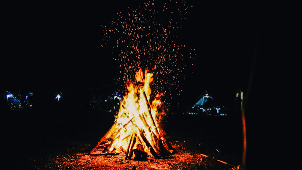 A bonfire at night