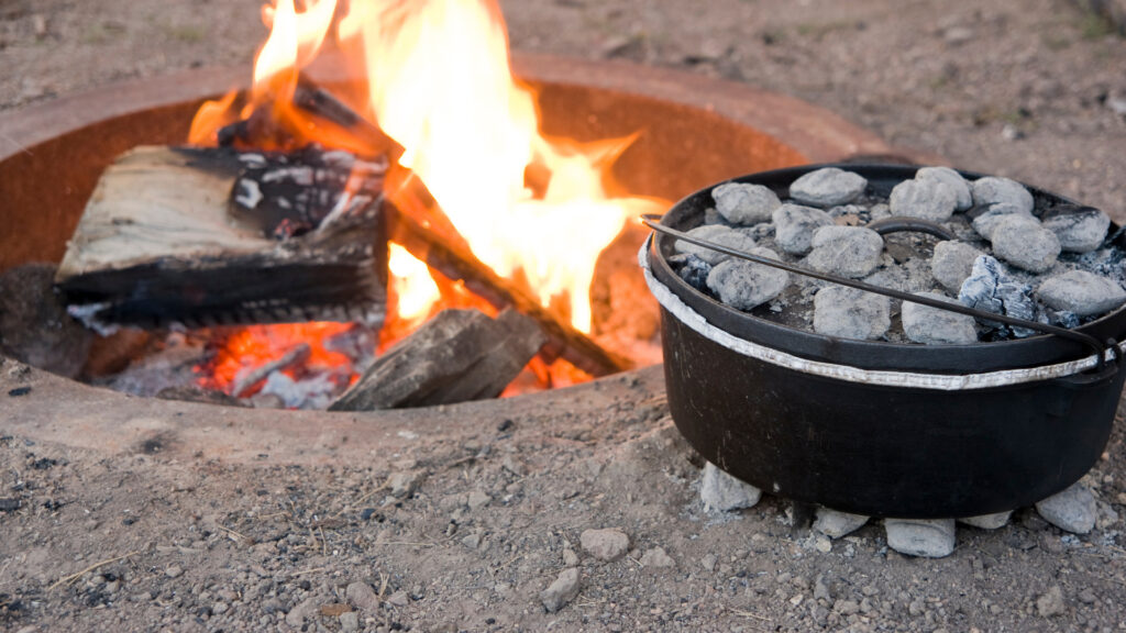 A duch oven at a camping trip 