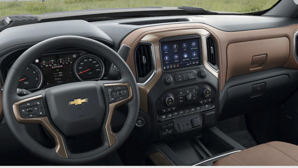 The inside of a a chevrolet silverado 2500hd with a great towing capacity