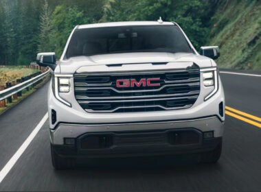 A gmc sierra 1500 on the road with an impressive towing capacity