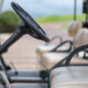 Close up of a 6 seat golf cart