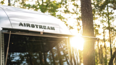 Close up of an Airstream trailer