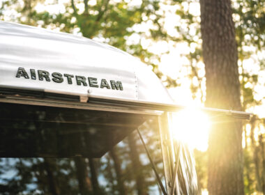 Close up of an Airstream trailer