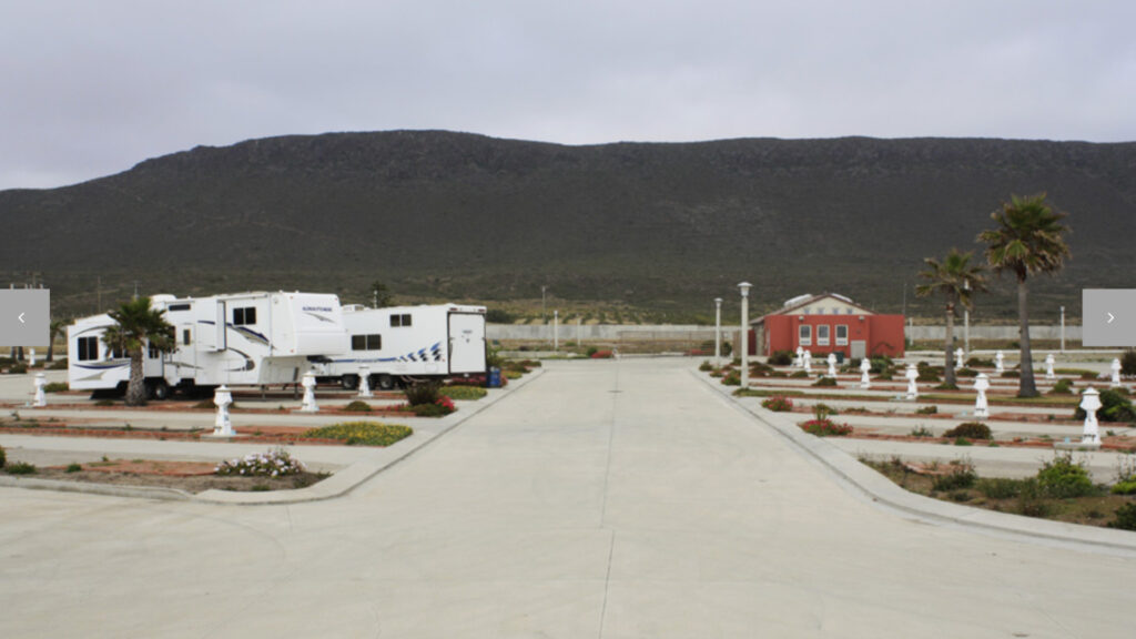 RVs parked at Clam Beach Resort for camping in Baja