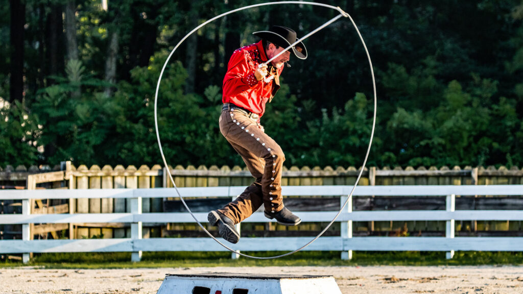 Man performing rope tricks at frontier town ocean city md