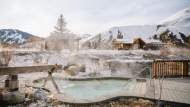 View of a hot spring in Wyoming