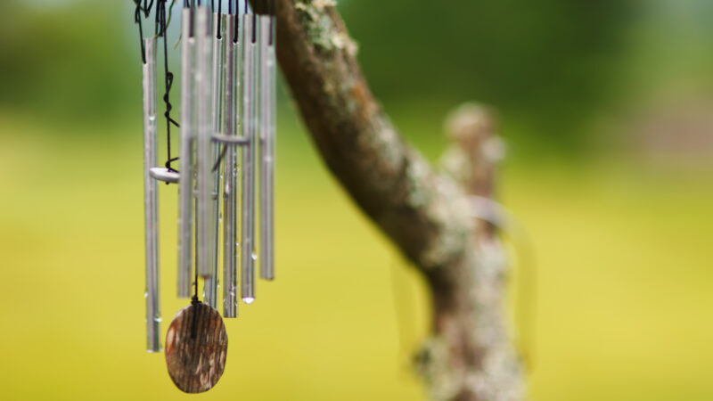 Wind chimes outside an RV