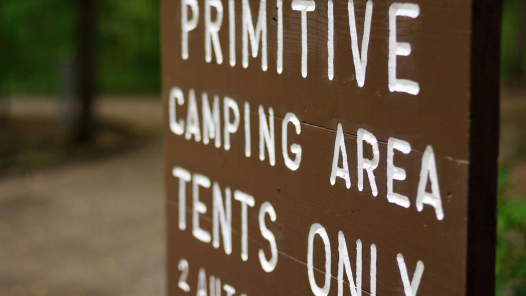 A camping leading to primitive camping locations