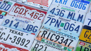 Close up of license plates