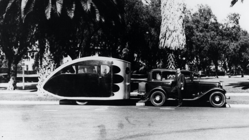 An Airstream parked outside in 1931