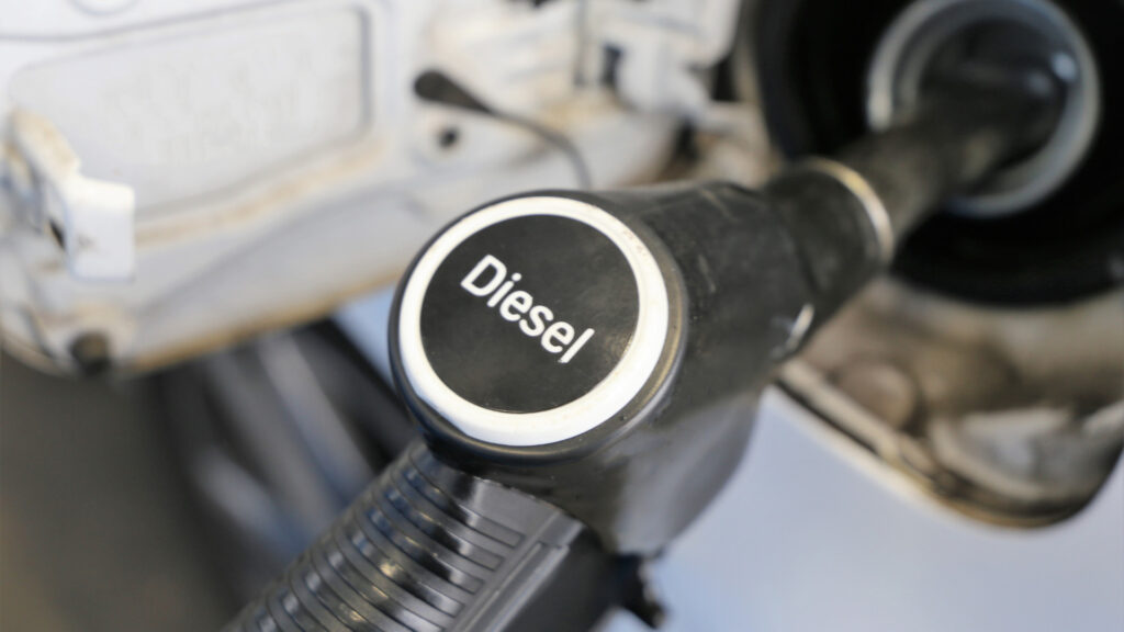 Close up of a Diesel gas pump