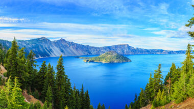View of Crater Lake National Park, an oregon national park