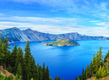 View of Crater Lake National Park, an oregon national park