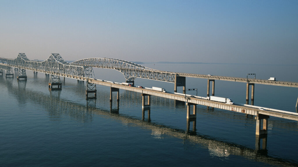 View of Chesapeake Bay Bridge-Tunnel, one of the longest bridges in the USA