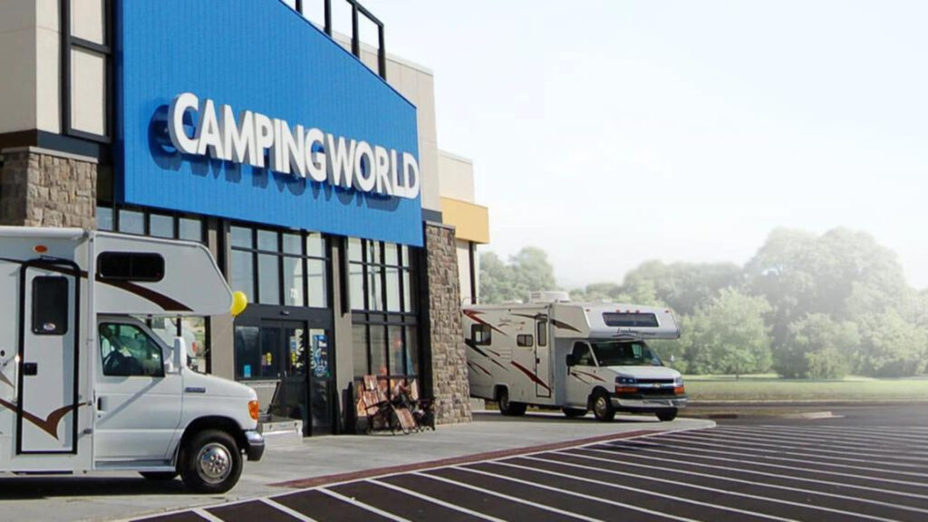 Two RVs parked at Camping World